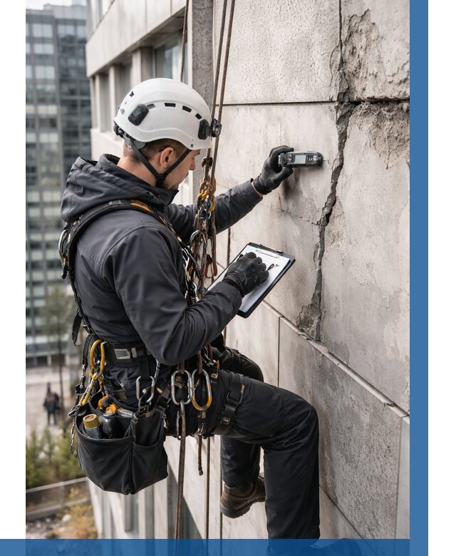 Обследование фасада альпинистами в Новочеркасске от 123 р. | ВЫСОТНИК-Нвч