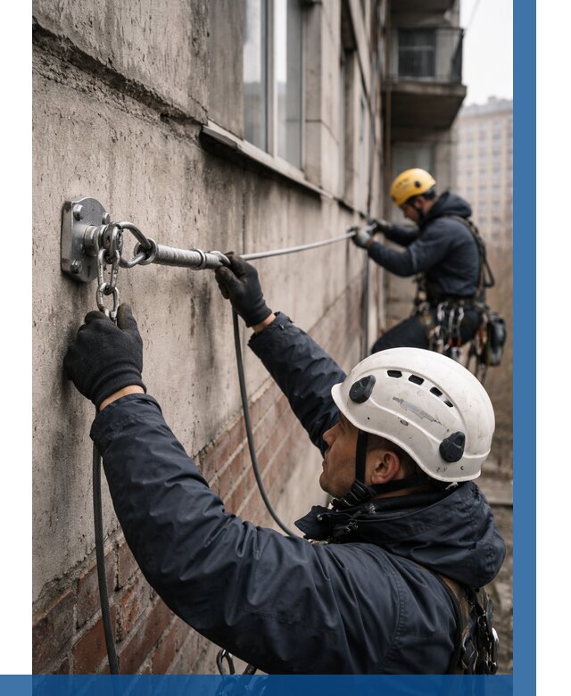 Монтаж анкерных линий в Новочеркасске от 3070 р. | ВЫСОТНИК-Нвч