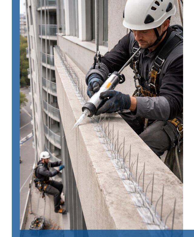 Установка шипов от птиц на фасадах и кровлях в Новочеркасске